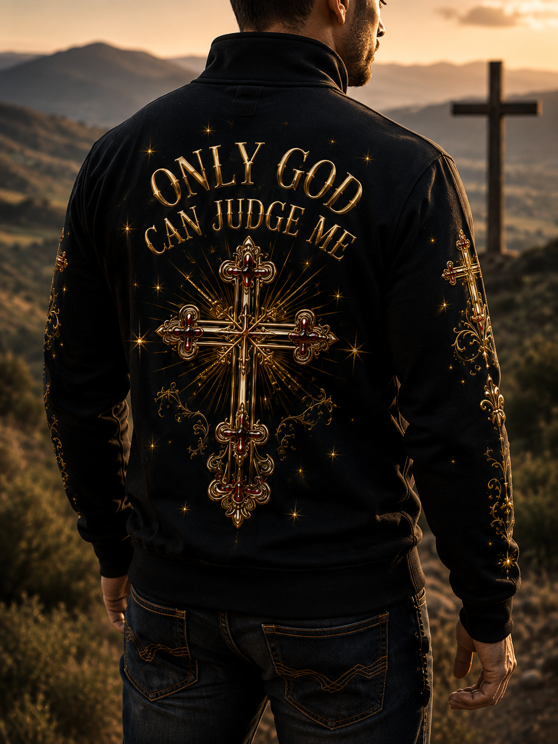 Faith Art Print Long Sleeve Zipper Sweatshirt
